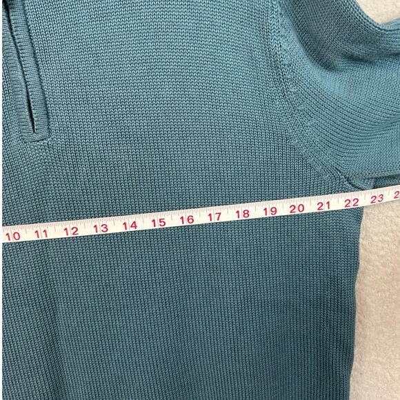 L.L. Bean Men's Quarter Zip Sweater Teal Green Size L Gorpcore Outdoor Cabincore - Picture 5 of 10